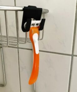 3 soportes multifuncionales para maquinilla de afeitar, sin taladros, organizador de almacenamiento de baño para hombres, ajuste manual, barra de metal para ducha, ahorro de espacio (negro)