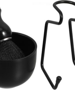 Kit de Afeitado Manual para Hombres Brocha y Cuenco Negro | Acero Inoxidable y Pp Nylon, 1 Juego Soporte y Accesorios Incluidos, Diseño Ergonómico y Elegante