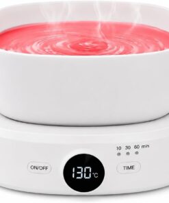 Calentador de cera, temperatura ajustable, pantalla digital, calentador de cera caliente profesional con cuenco de silicona, ajuste de temporizador, color blanco