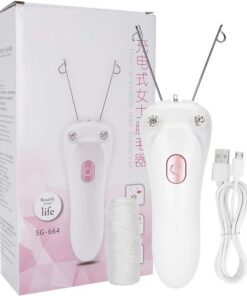 Depiladora Eléctrica Corporal, Depiladora De Hilo De Algodón,Depiladora De Enhebrado,Herramienta De Depilación Física Cuchilla Facial Mujer Para Depiladoras Faciales,Barbilla(Rosado)