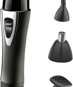 ULTECHNOVO Recortadora de Vello Nasal Eléctrica Recargable USB Negra 4 1 Multifunción para Hombres y Mujeres Afeitadora Compacta Portátil para Nariz y Orejas