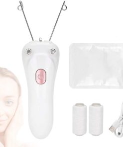 Removedor de vello facial, Eléctrico Mujeres Inalámbrico Enhebrado Facial Depiladora Señoras Belleza Removedor de pelo USB Recargable Facial Trimmer Algodón Enhebrado A