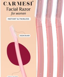 Carmesi Maquinilla de afeitar facial para mujer, depilación instantánea e indolora, piel brillante, cejas, labio superior, frente, pelusa de melocotón, barbilla, patillas | Paquete de 3