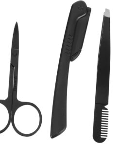 Healeved 3juegos Kit De Recorte De Cejas Tijeras Pinzas y Cepillo Herramientas De De Inoxidable Para Profesional y Doméstico