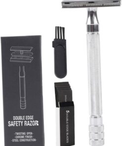 Healeved 3juegos Cortadora De Afeitar Manual De Doble Cuchilla Cepillo y Cuchillas Para Afeitar Barba Cuerpo y Vello Facial Herramienta De Portátil y Ligera Para Viajes y Uso Casa
