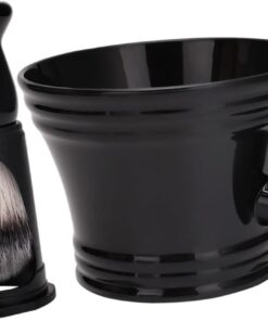 VALICLUD Kit de Afeitado para Hombres Brocha y Cuenco de Espuma, Accesorios de Barbería de Plástico Negro