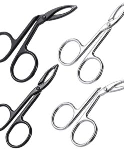 4 Pinzas de Acero Inoxidable para Cejas Diseño Curvo y Punta Plana, Paquete de 4 Piezas para Depilar y Recortar Precisión, Ideales para Mujeres