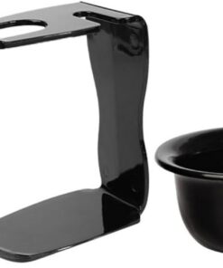 ULTECHNOVO Kit de Brochas de Afeitar para Hombre Cuenco de Abs Nylon y Soporte Negro, Herramienta Práctica para Limpieza y Arreglo Profesional en Casa o Viaje