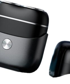 Afeitadora eléctrica portátil en miniatura de doble cabeza para hombres para viajes y aseo diario, recortadora de barba recargable por USB
