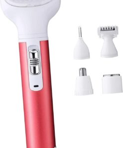 Depiladora Corporal Mujer USB 400mah de Aleación de Aluminio | Cabezal Desmontable, Rojo, Abs y Acero Inoxidable, Recorte Delicado para Vello Corporal y Nariz