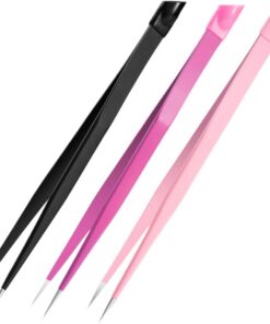 3 Pinzas de Uñas de Acero Inoxidable Doble Punta, Herramientas para Decoración y Depilación, Tamaño Pequeño, para Mujeres, Uso Múltiple en Belleza y Manualidades, Colores Rosa,