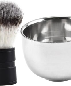 ULTECHNOVO 2 Piezas Brochas de Afeitar Prácticas para Hombres Taza de Afeitar de Acero Inoxidable Kit el Cabello Barba