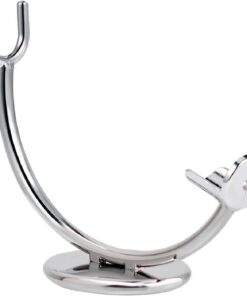 Soporte para accesorios de afeitado en tono plateado con base ancha, organizadores para afeitadora de baño para una colocación segura en el fregadero, soporte manual para afeitadora
