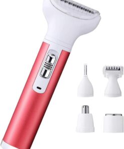 Depiladora Eléctrica para Mujer 400mah Roja de Aleación | Acero Inoxidable, Cabezal Desmontable, Diseño Ergonómico, para Vello Facial y Corporal