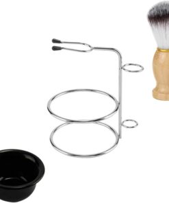 VICASKY Kit para Afeitar Bigote para Hombre Soporte de Acero Inoxidable y Cuenco Redondo para Brocha, Práctico y Duradero para Cuidado Personal