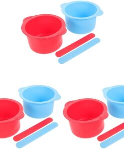 Healeved 3 Juegos Juego De Tazones De Silicona Lámpara Calentadora De Cera Palitos De Cera Tazón De Forro Calentador De Bote De De Silicona Antiadherente 2 Piezas * 3