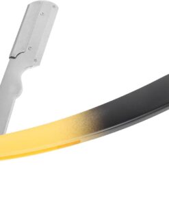 Porta Cuchillas de Afeitar Manual para Hombres, Soporte Metálico Plateado Modelo 7 sin Cuchillas, Mango Ergonómico Bicolor, Accesorio para Afeitado de Barba, Cabello y Cejas,