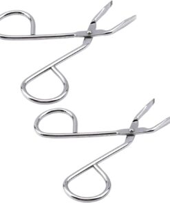 2 pinzas plateadas de acero inoxidable para cejas, pinzas de codo, pinzas de clip, pinzas de depilación de punta plana, depilación y depilación