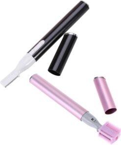 VALICLUD Afeitadora de Cejas Eléctrica Portátil 2piezas sin Batería, Ligera Peine de Aluminio y Abs para Corte Preciso y Depilación Femenina