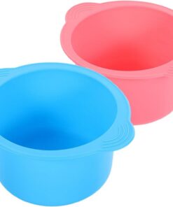 Ciieeo Recipiente de Silicona Plegable 2 Piezas Azul y Rosa 400ml, Resistente a Altas Temperaturas, Reutilizable para Calentador de Cera para Depilación Facial y Rutina de Belleza