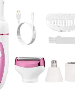 Depilador Eléctrico 4 en 1 con Pantalla Digital Eléctrica | Depilación Facial para Mujeres Para Cejas Labios Rostro Piernas y Cuerpo con Cuidado de Piel Sensible Adultos Baño