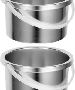 Olla Calentadora de Cera de Aluminio 500ml Plata, 2 Piezas | Recipiente Interior de Repuesto, Diseño Compacto Portátil, Uso en Casa y Salón de Belleza