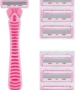 1 maquinilla de afeitar unisex de doble filo: viene con 6 cuchillas reemplazables, ideal tanto para mujeres como para hombres