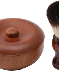 Kit de Afeitado Cuenco y Brocha de Vello Facial de Nylon y Madera | Bigote y Perilla, Agarre Cómodo, Manos Limpias, Cuidado Facial Masculino