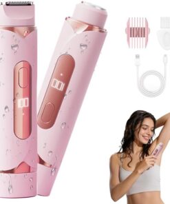 Recortadora de bikini para mujer, afeitadora 2 en 1 para mujer, removedor de vello facial, recargable e impermeable, maquinilla de afeitar eléctrica de doble cabeza para mujer, afeitadora facial para