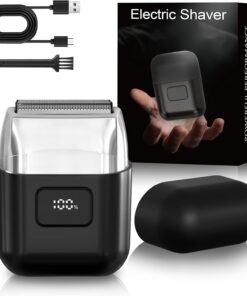 Afeitadora eléctrica de papel de aluminio para hombre, mini maquinilla de afeitar eléctrica para la cara, 3 cuchillas flotantes, pantalla LED, velocidad dual - IPX7 impermeable, carga rápida