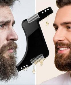 Herramienta de modelado de barba con peine integrado, plantilla de alineación multiángulo para borde de cuello de mandíbula, mejillas, con recortadora o maquinilla de afeitar, negro, negro
