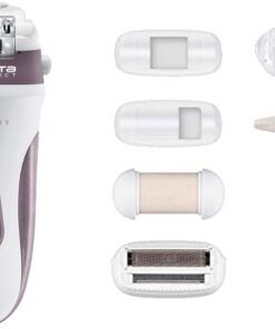 Rowenta Skin Respect EP8060F0 - Sin cable y utilizable bajo el agua, 24 pinzas con cabezal exfoliante y rasurador, accesorio para axilas, cabezal de recorte con cepillo limpiador y neceser