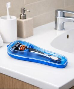 Caja de afeitar de viaje para hombre, funda de almacenamiento portátil reutilizable para baño, maleta, aseo diario, 1 unidad (azul)