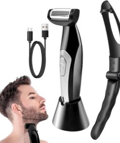 Maquinillas de afeitar corporales para hombres, Maquinilla de afeitar de | espalda para hombres, Herramienta eléctrica de afeitado de pecho, Recortador de espalda resistente la ducha para hombre con