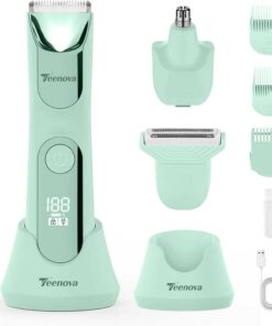 Afeitadora eléctrica de vello corporal, recortadora púbica para hombres, recortadora de bikini para mujeres (verde)