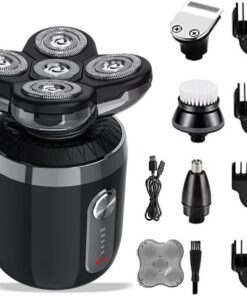 Afeitadoras de cabeza para hombres, máquina de afeitar eléctrica 5 en 1 para hombre, maquinilla de afeitar eléctrica impermeable, kit de aseo para hombre recargable húmedo y seco