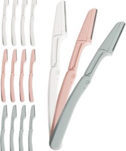 Maquinilla de afeitar para cejas para mujer, 15 piezas de afeitar Dermaplane segura, herramienta de dermaplaning para cara, maquinilla de afeitar plegable para mujeres y hombres que ayuda a suavizar