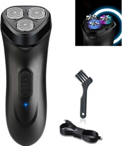 Afeitadora eléctrica para hombre, inalámbrica, recargable por USB, afeitadora giratoria para hombre húmeda y seca con recortadora emergente, afeitadora eléctrica impermeable de bolsillo para viajes o