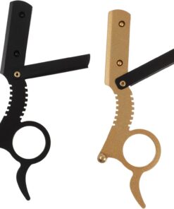 Maquinilla de Afeitar Manual de Acero Inoxidable 2 Piezas | Diseño Ergonómico y Equilibrado, para Barberos Profesionales y Estilistas, Formato de Corte Recto