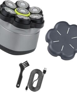 Afeitadora rotativa contemporánea para hombre con accesorio y pantalla digital, portátil