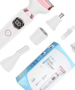 Depiladora 4 en 1 para mujer equipada con forma de R para un cómodo corte de pantalla de afeitado, luz LED tipo C, carga rápida, recortadora de pelo de nariz
