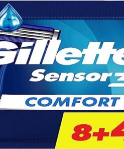 Gillette Sensor3 Comfort, Afeitadoras desechables para hombre, con banda lubricante, lote de 8+4