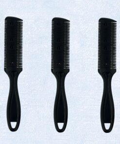 Juego de 3 cuchillas profesionales de doble cara y cortadora de pelo de doble cara para peinados ajustados (negro)