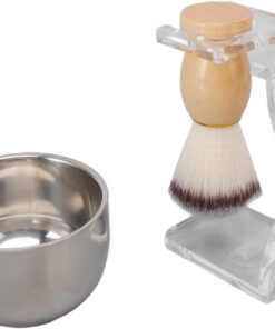 Juego de 3 brochas de afeitar para hombre, soporte acrílico para brochas de burbujas, kit de nailon con acero inoxidable, para padre, marido, novio, afeitadora húmeda