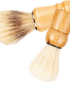 STOBAZA 2 Brochas de Afeitar Cerdas de Nylon Mango de Madera para Hombre para Cuidado y Estilizado Facial, Ideales para Uso en Casa y Viaje