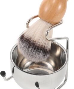 Kit de Brocha y Cuenco de Afeitar para Hombre de Acero Inoxidable | Set Madera y Nylon, Diseño Elegante, Cómodo Agarre y Limpieza Sencilla