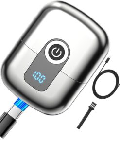 Pocket Size Electric Shaver, Rechargeable Double-Head Beard Trimmer, 600mAh, Compact Waterproof Electric Razor, Magnetic Dust Cover, Portable Grooming Tool for Home Car Camping Travel, 7x5.5x3cm