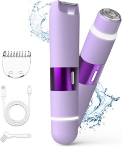 Recortadora de bikini para mujer, maquinilla de afeitar eléctrica de doble cabeza, recortadora de vello púbico con IPX7 impermeable y fácil de limpiar, recargable, sin dolor, Silk Glide Pro para
