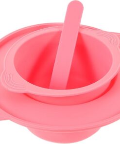 STOBAZA Recipiente de Silicona para Mascarillas y Depilación 400 Ml Tazón Resistente al Calor Color Rosa Incluye Espátula para Mezclar Cera y Mascarillas Adecuado para Uso Reutilizable