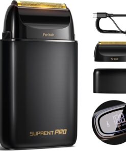 SUPRENT PRO Cortadora de pelo facial profesional para hombre, maquinilla de afeitar magnética portátil para afeitadora de vello facial, cuchillas eléctricas para hombres